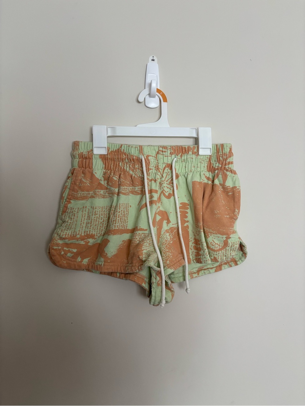 Urban Outfitters Mint Green and Peach Printed Athletic Shorts